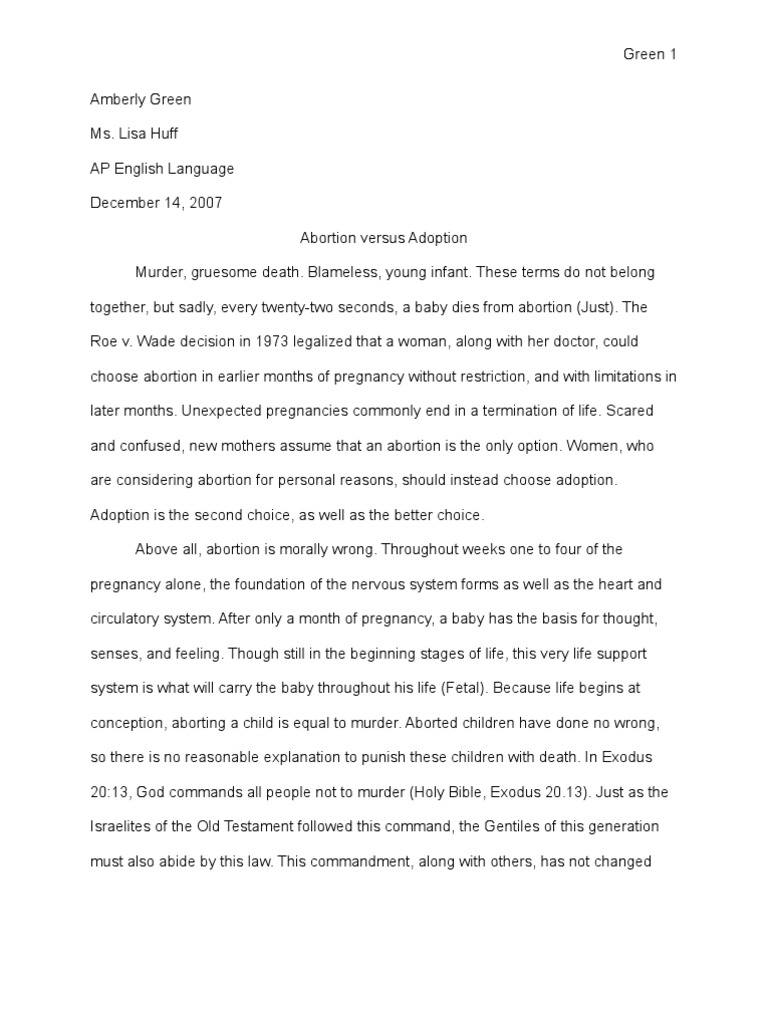Реферат: Abortion Essay Research Paper IntroductionThis piece of